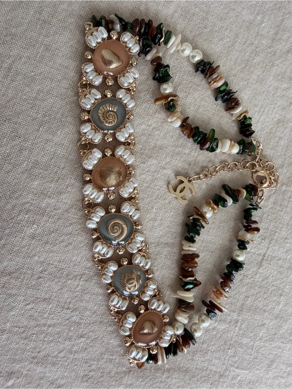 Chanel Beaded Statement Choker Necklace in Brown & Gold - Picture 7 of 14